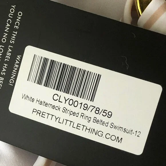 PrettyLittleThing Halterneck Striped Ring Swimsuit - Picture 8 of 8